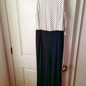Tommy Hilfiger Womens B/w Polka Dot Sleeveless Jumpsuit Size 4 NWOT